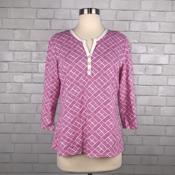 J. McLaughlin Tops - J. McLaughlin Stretchy Henley Top Large L1881